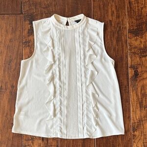 Ann Taylor Cream Ruffle Blouse
